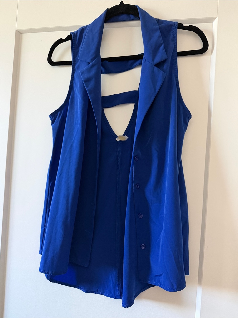 Smile Royal Blue Button Down Top Size M